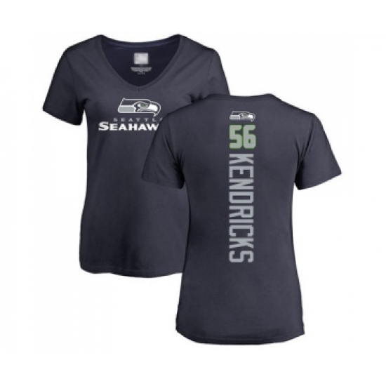 Football Women's Seattle Seahawks #56 Mychal Kendricks Navy Blue Backer T-Shirt - Ujersey Shop