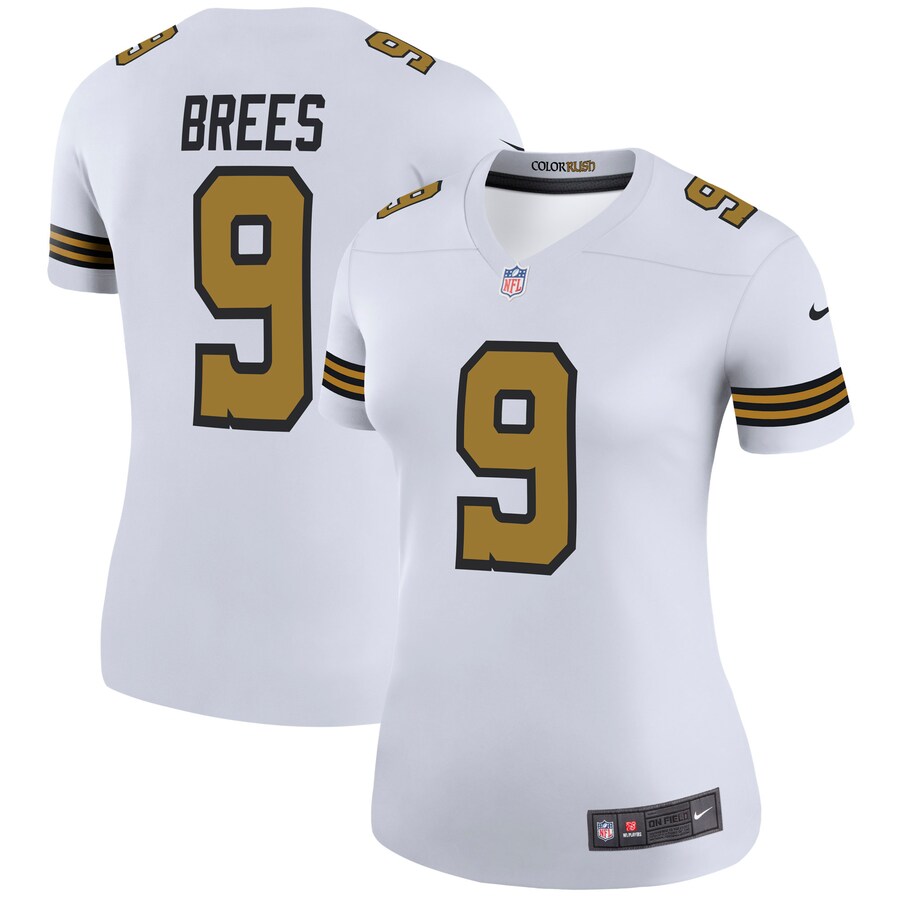 Women's New Orleans Saints Drew Brees Nike White Alternate Legend Player Performance Top - Ujersey Shop