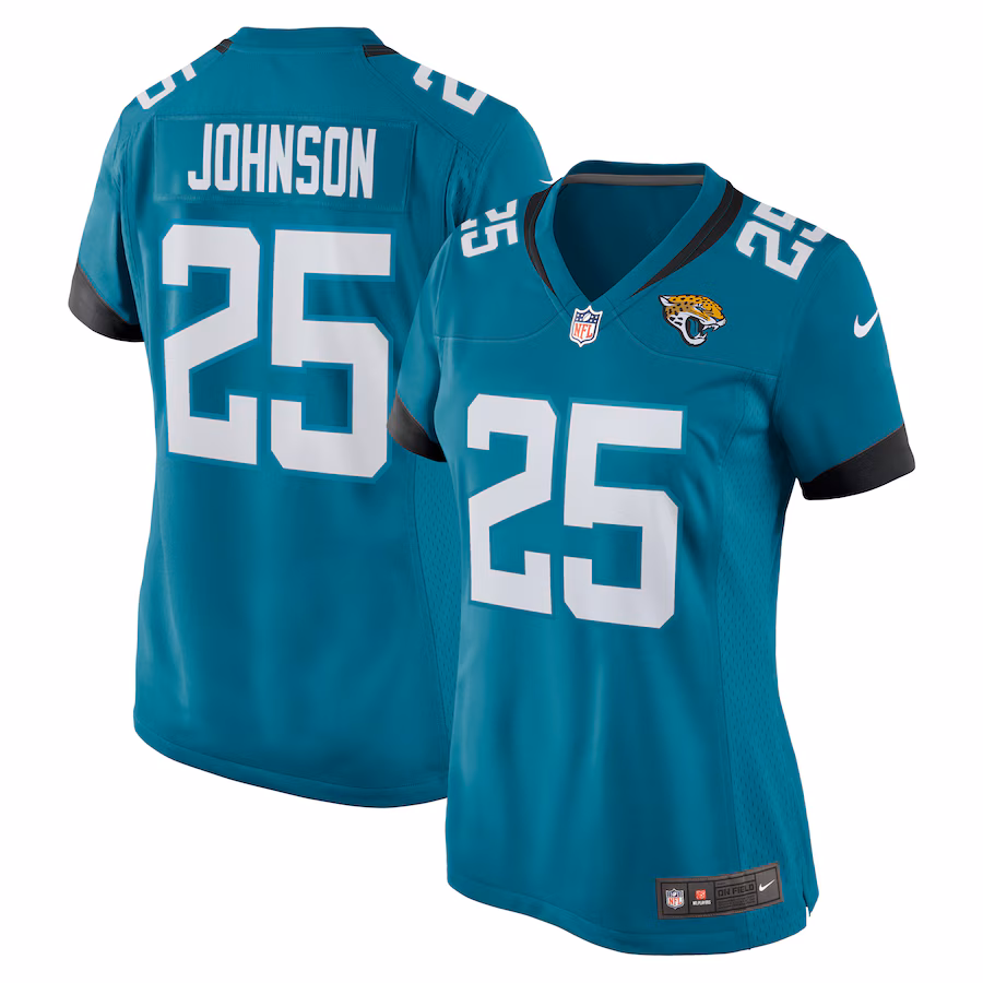 Women's Jacksonville Jaguars D'Ernest Johnson Nike  Teal Team Game Jersey - Ujersey Shop