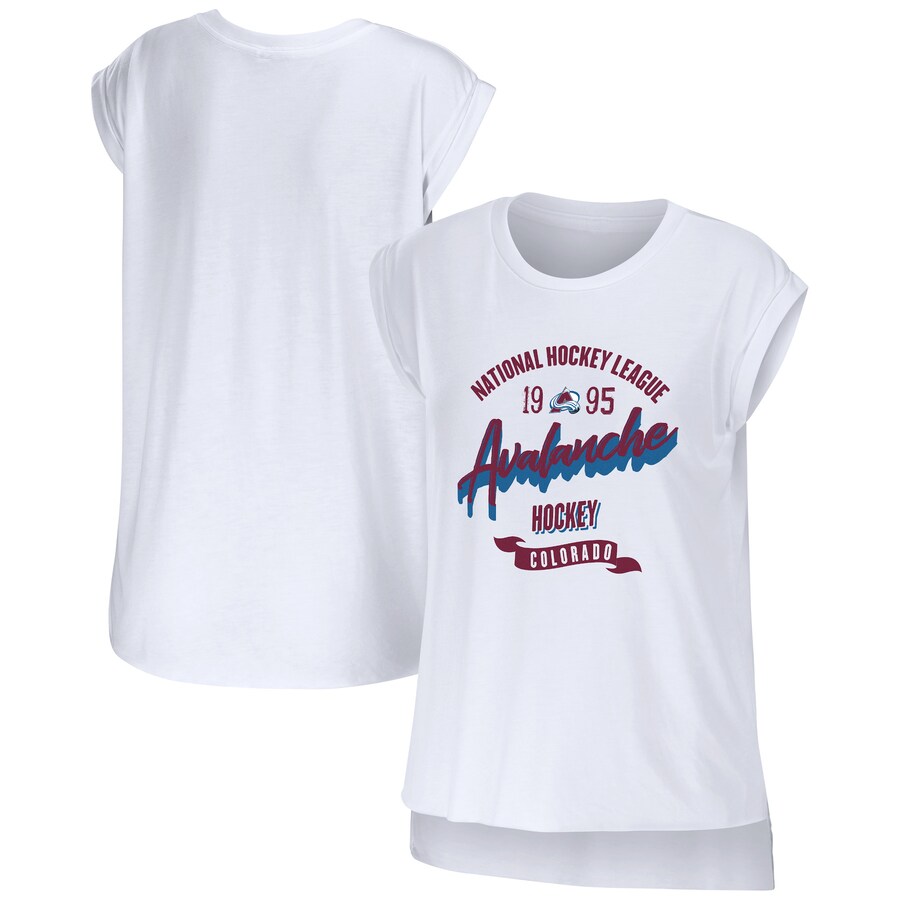 Women's Colorado Avalanche WEAR by Erin Andrews White Domestic Tank Top - Ujersey Shop
