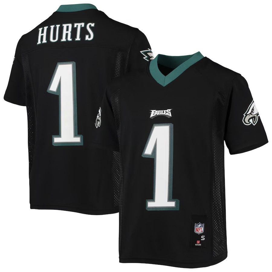 Youth Philadelphia Eagles Jalen Hurts Black Replica Player Jersey - Ujersey Shop