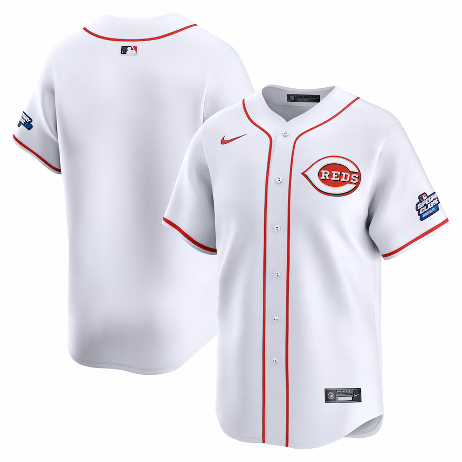 Men's Cincinnati Reds Nike White 2025 MLB Speedway Classic Home Limited Jersey - Ujersey Shop
