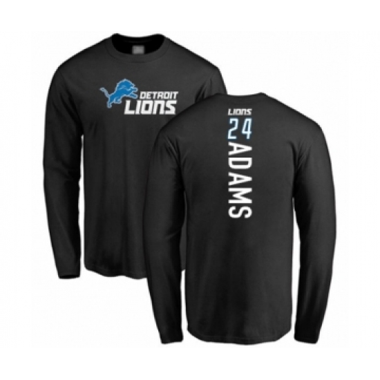 Football Detroit Lions #24 Andrew Adams Black Backer Long Sleeve T-Shirt - Ujersey Shop