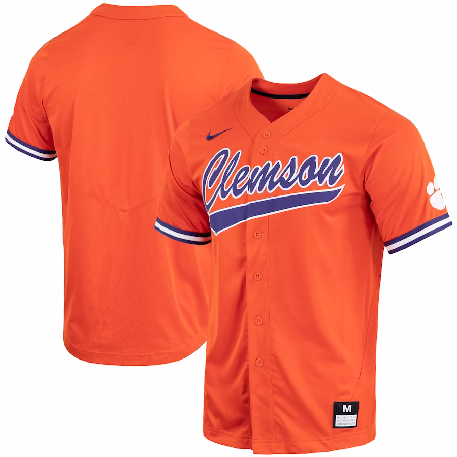 Clemson Tigers Nike Replica Full-Button Baseball Jersey - Orange - Ujersey Shop