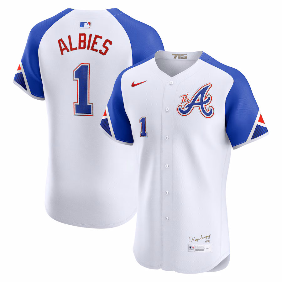 Men's Atlanta Braves Ozzie Albies Nike White City Connect Elite Player Jersey - Ujersey Shop