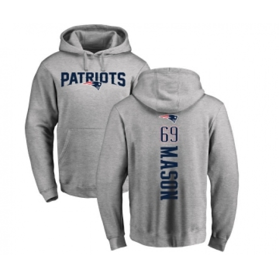 Football New England Patriots #69 Shaq Mason Ash Backer Pullover Hoodie - Ujersey Shop