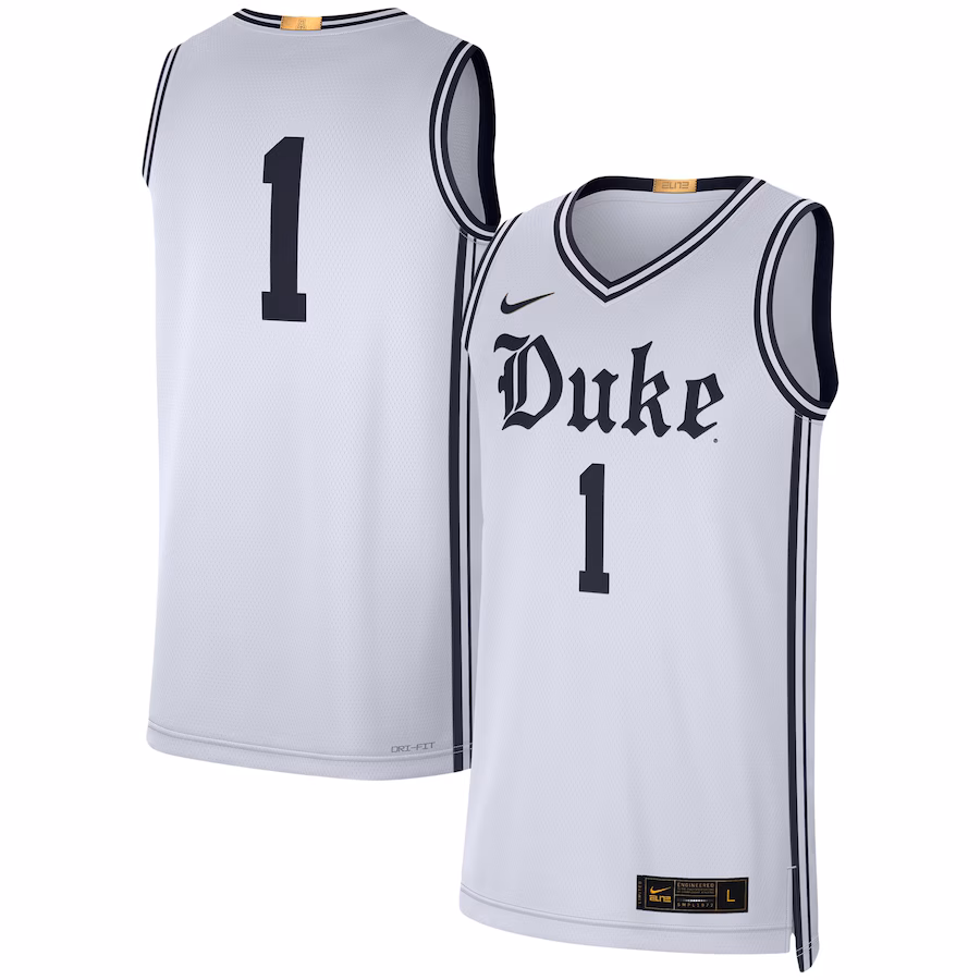 Men's Nike #1 White Duke Blue Devils Limited Authentic Jersey - Ujersey Shop