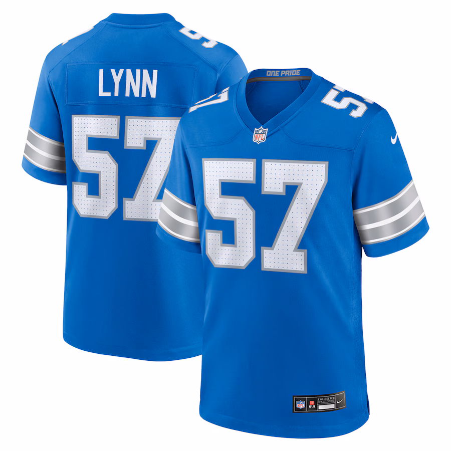 Men's Detroit Lions Nate Lynn Nike  Blue Game Jersey - Ujersey Shop