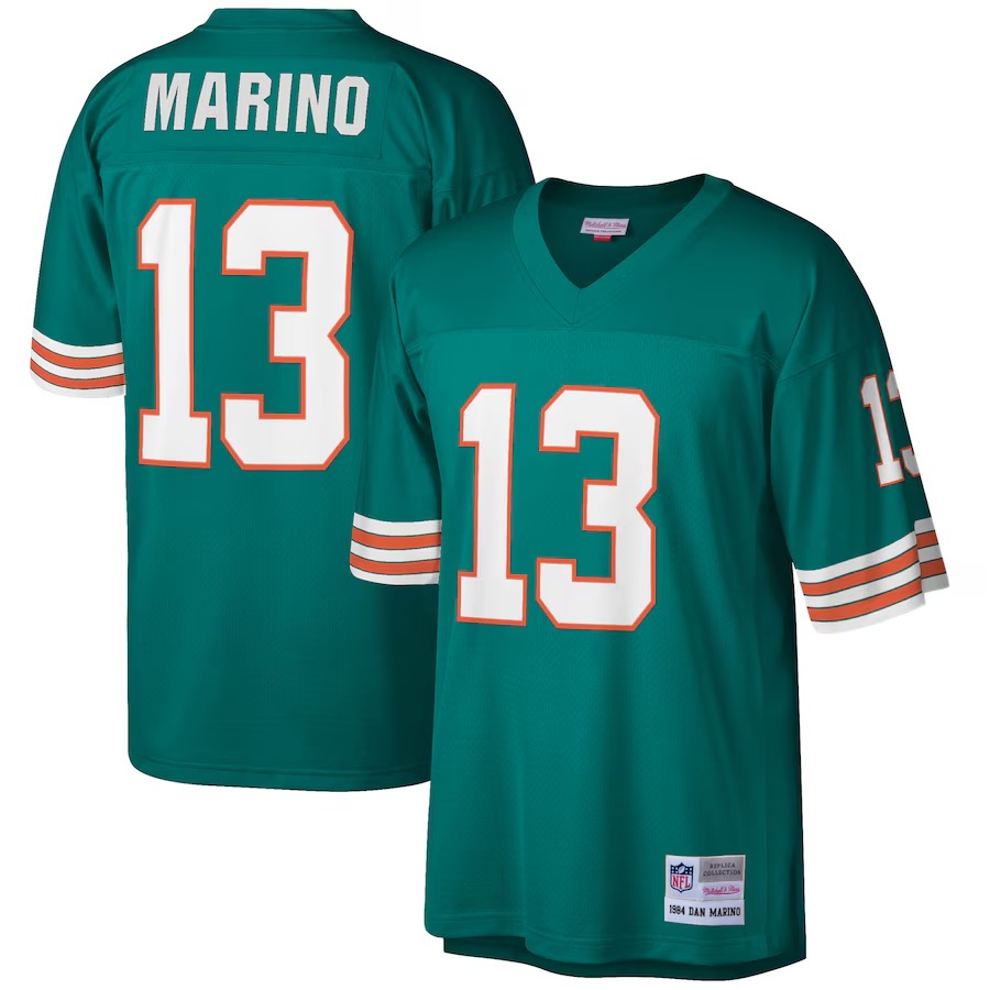 Men's Miami Dolphins Dan Marino Mitchell & Ness Aqua 1984 Retired Player Legacy Replica Jersey - Ujersey Shop