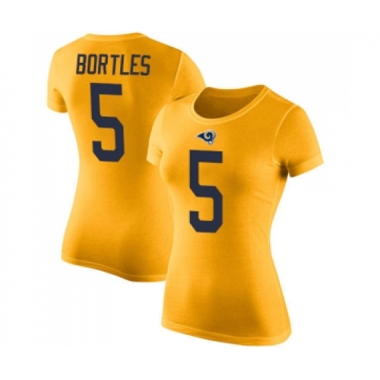 Women's Los Angeles Rams #5 Blake Bortles Gold Rush Pride Name & Number T-Shirt - Ujersey Shop