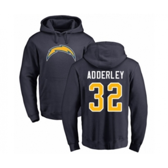 Football Los Angeles Chargers #32 Nasir Adderley Navy Blue Name & Number Logo Pullover Hoodie - Ujersey Shop