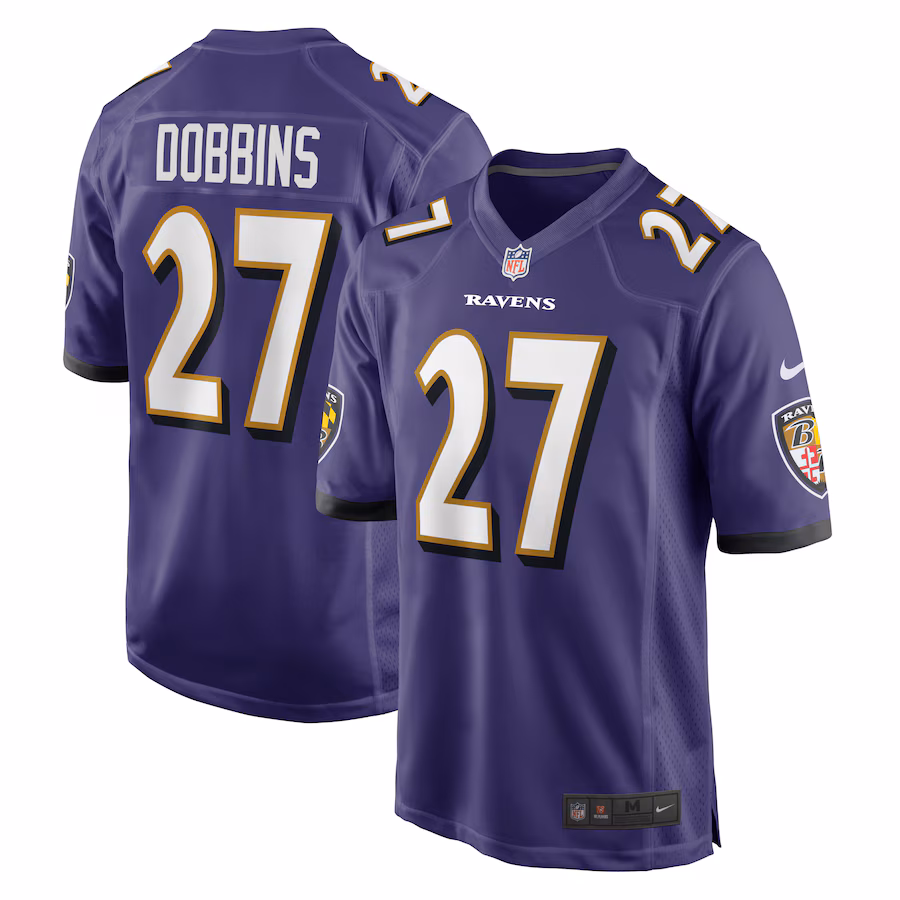 Men's Baltimore Ravens J.K. Dobbins Nike Purple Game Team Jersey - Ujersey Shop