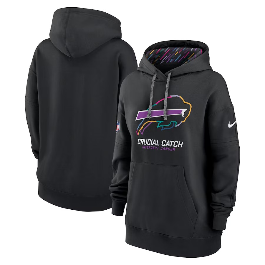 Women's Buffalo Bills  Nike Black 2024 NFL Crucial Catch Club Pullover Hoodie - Ujersey Shop