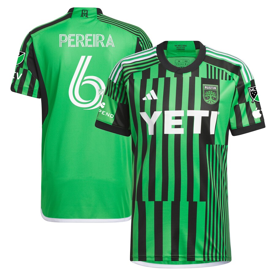 Men's Austin FC Daniel Pereira adidas Green 2024 Las Voces Kit Authentic Player Jersey - Ujersey Shop
