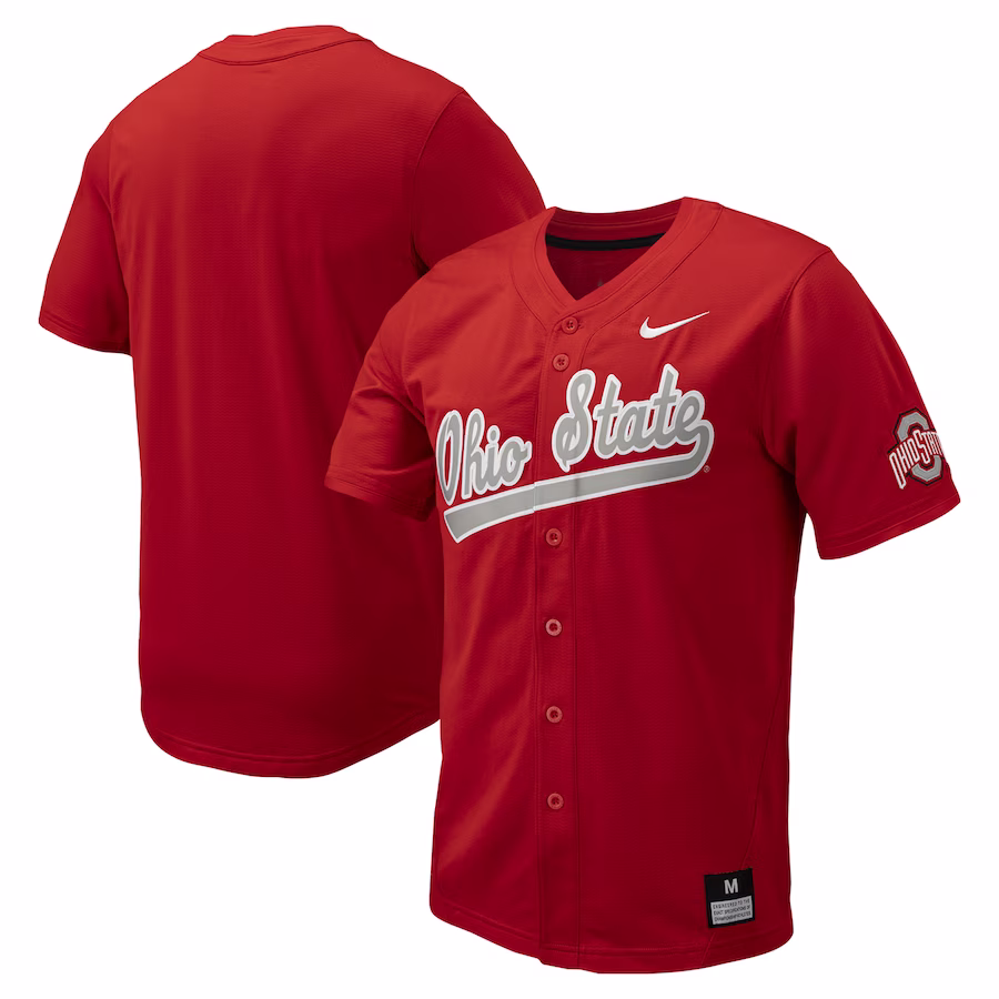 Ohio State Buckeyes Nike Replica Full-Button Baseball Jersey - Scarlet - Ujersey Shop