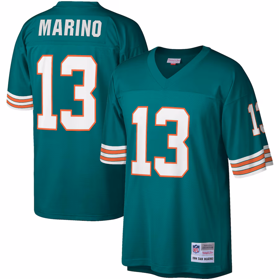 Men's Miami Dolphins Dan Marino Mitchell & Ness Aqua Legacy Replica Jersey - Ujersey Shop
