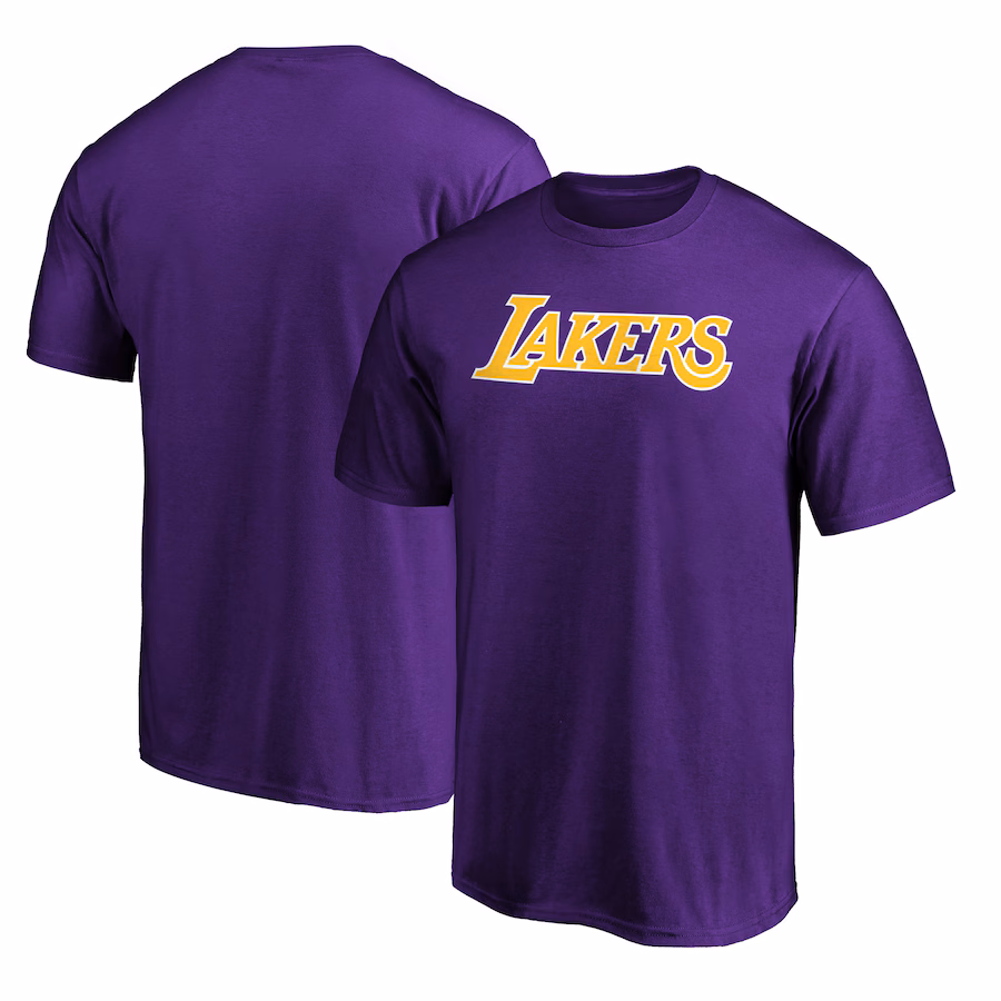 Men's Los Angeles Lakers  Purple Wordmark Alt T-Shirt - Ujersey Shop