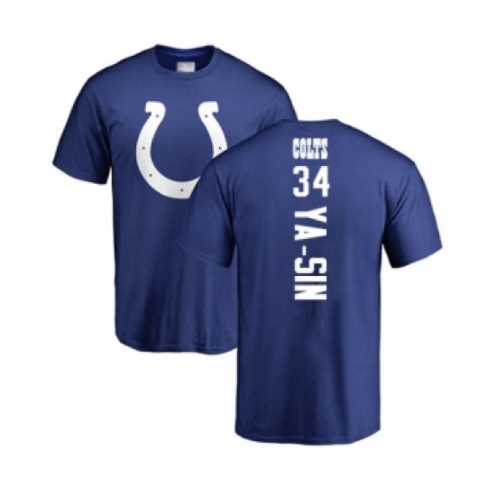 Football Indianapolis Colts #34 Rock Ya-Sin Royal Blue Backer T-Shirt - Ujersey Shop