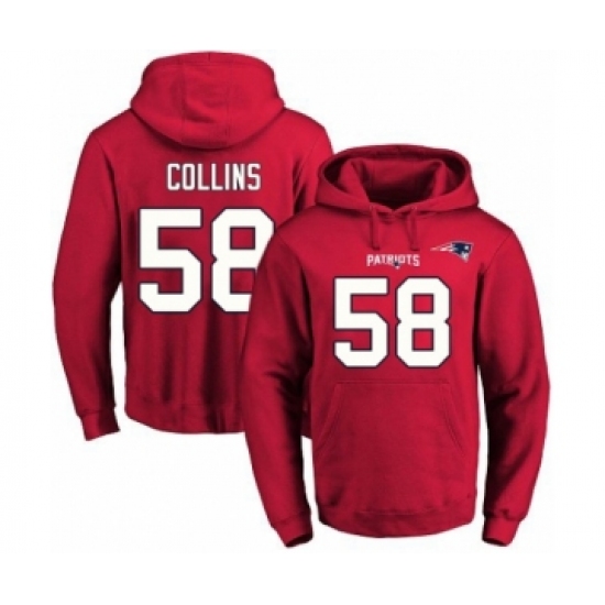 Football Men's New England Patriots #58 Jamie Collins Red Name & Number Pullover Hoodie - Ujersey Shop