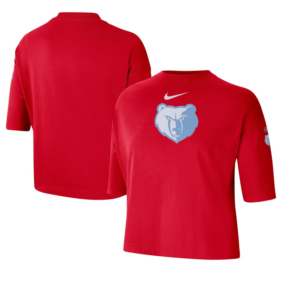 Women's Memphis Grizzlies Nike Red 2024/25 City Edition Courtside Boxy T-Shirt - Ujersey Shop
