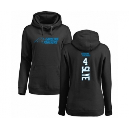 Football Women's Carolina Panthers #4 Joey Slye Black Backer Pullover Hoodie - Ujersey Shop
