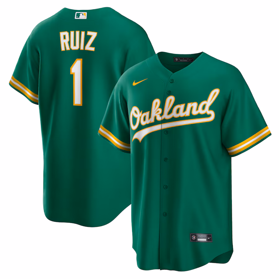 Men's Oakland Athletics Esteury Ruiz Nike Kelly Green Alternate Replica Jersey - Ujersey Shop