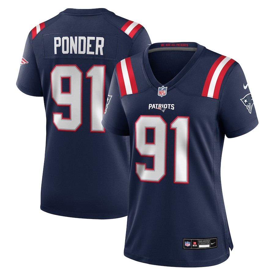 Women's New England Patriots Elijah Ponder Nike Navy Team Game Jersey - Ujersey Shop