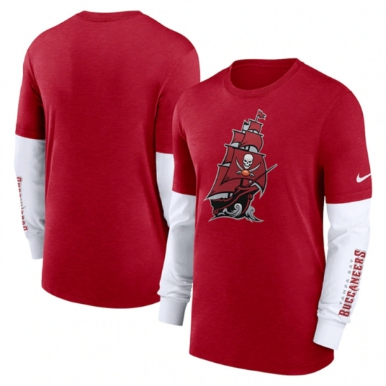 Men's Tampa Bay Buccaneers Heather Red Slub Fashion Long Sleeve T Shirt - Ujersey Shop