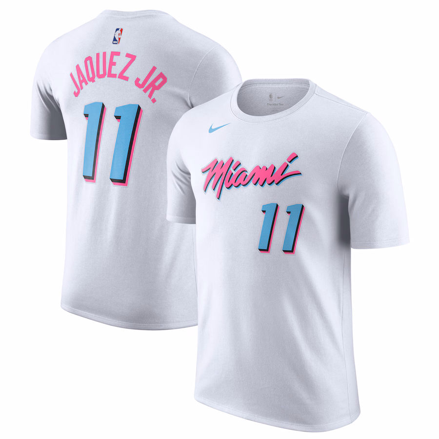 Men's Miami Heat Jaime Jaquez Jr. Nike White 2024/25 City Edition Name & Number T-Shirt - Ujersey Shop