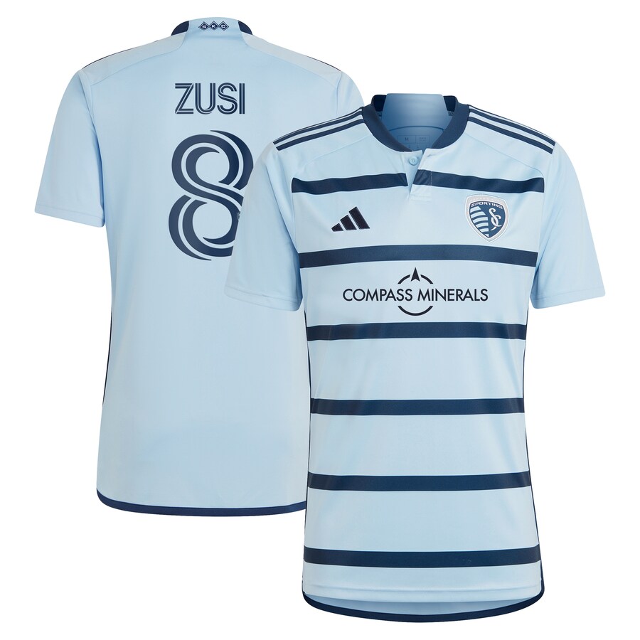 Men's Sporting Kansas City Graham Zusi adidas Light Blue 2023 Hoops 4.0 Replica Player Jersey - Ujersey Shop