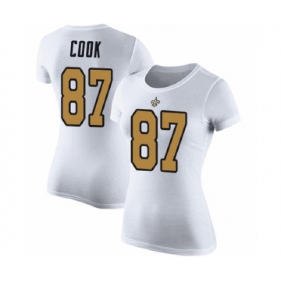 Football Women's New Orleans Saints #87 Jared Cook White Rush Pride Name & Number T-Shirt - Ujersey Shop