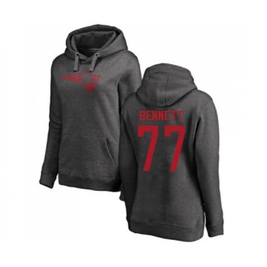 Football Women's New England Patriots #77 Michael Bennett Ash One Color Pullover Hoodie - Ujersey Shop