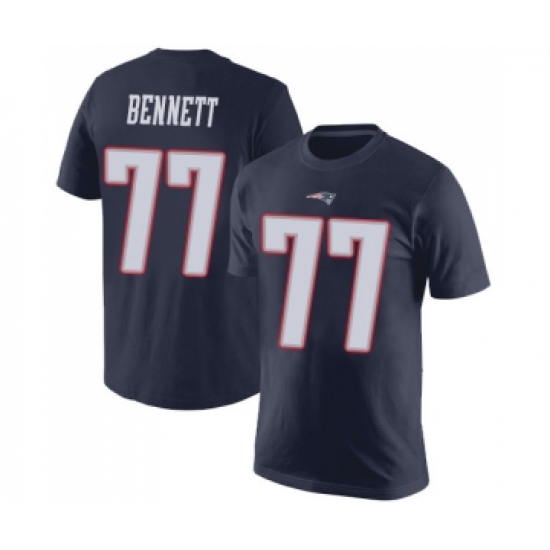 Football New England Patriots #77 Michael Bennett Navy Blue Rush Pride Name & Number T-Shirt - Ujersey Shop