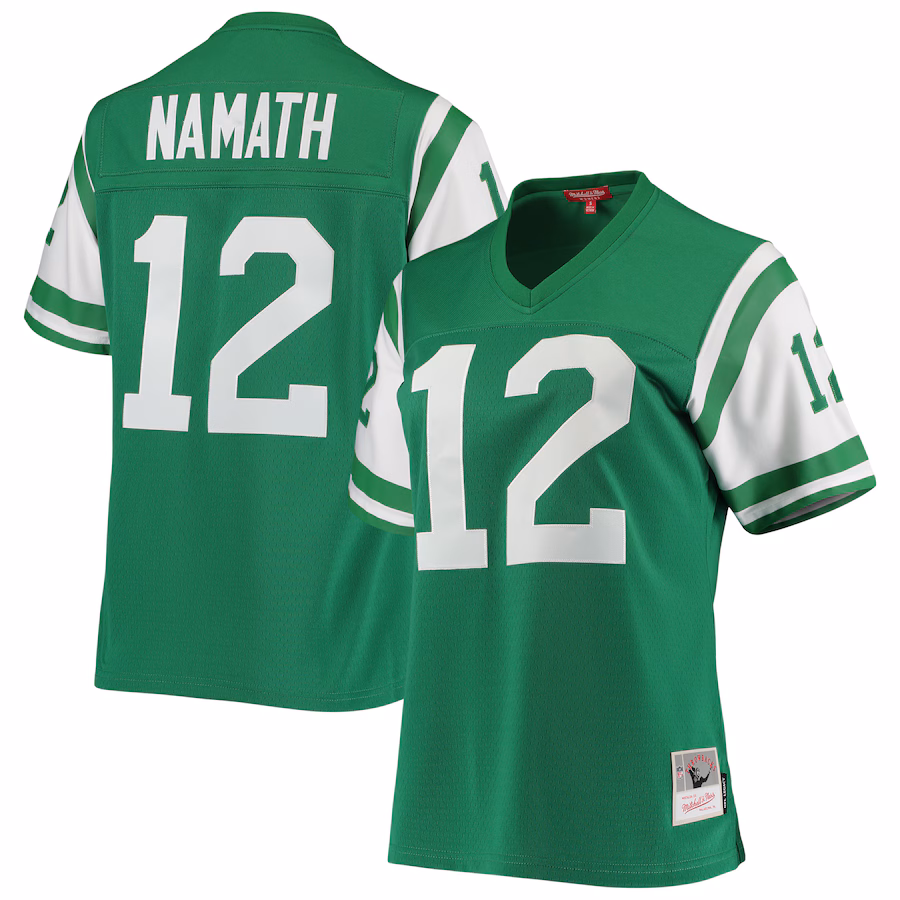 Women's New York Jets Joe Namath Mitchell & Ness Green 1969 Legacy Replica Jersey - Ujersey Shop