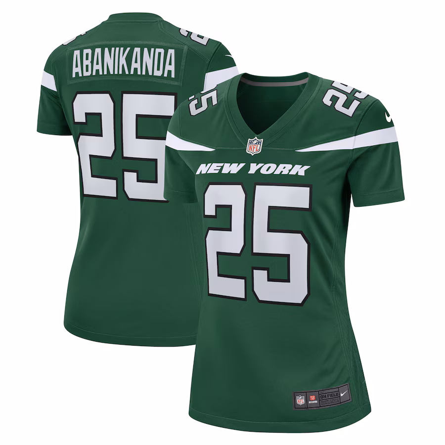 Women's New York Jets Israel Abanikanda Nike Gotham Green  Game Jersey - Ujersey Shop