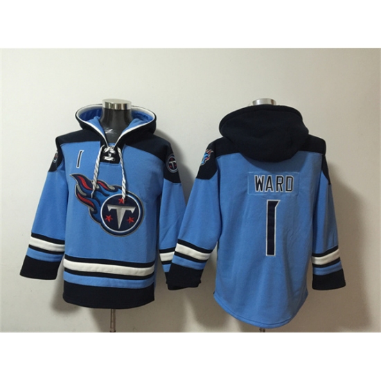 Men's Tennessee Titans #1 Cameron Ward Blue Lace-Up Pullover Hoodie - Ujersey Shop