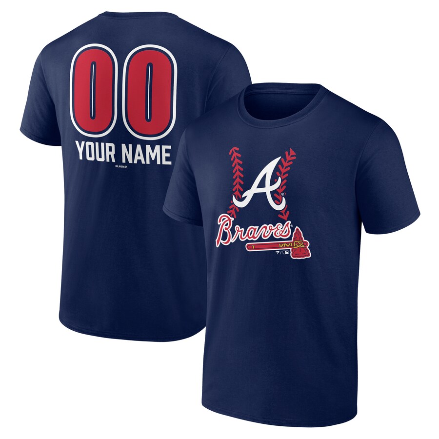 Men's Atlanta Braves Navy Personalized Name & Number Fastball T-Shirt - Ujersey Shop