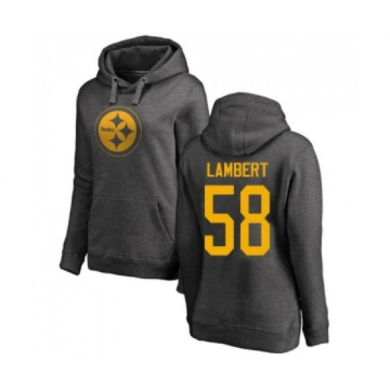 Football Women's Pittsburgh Steelers #58 Jack Lambert Ash One Color Pullover Hoodie - Ujersey Shop