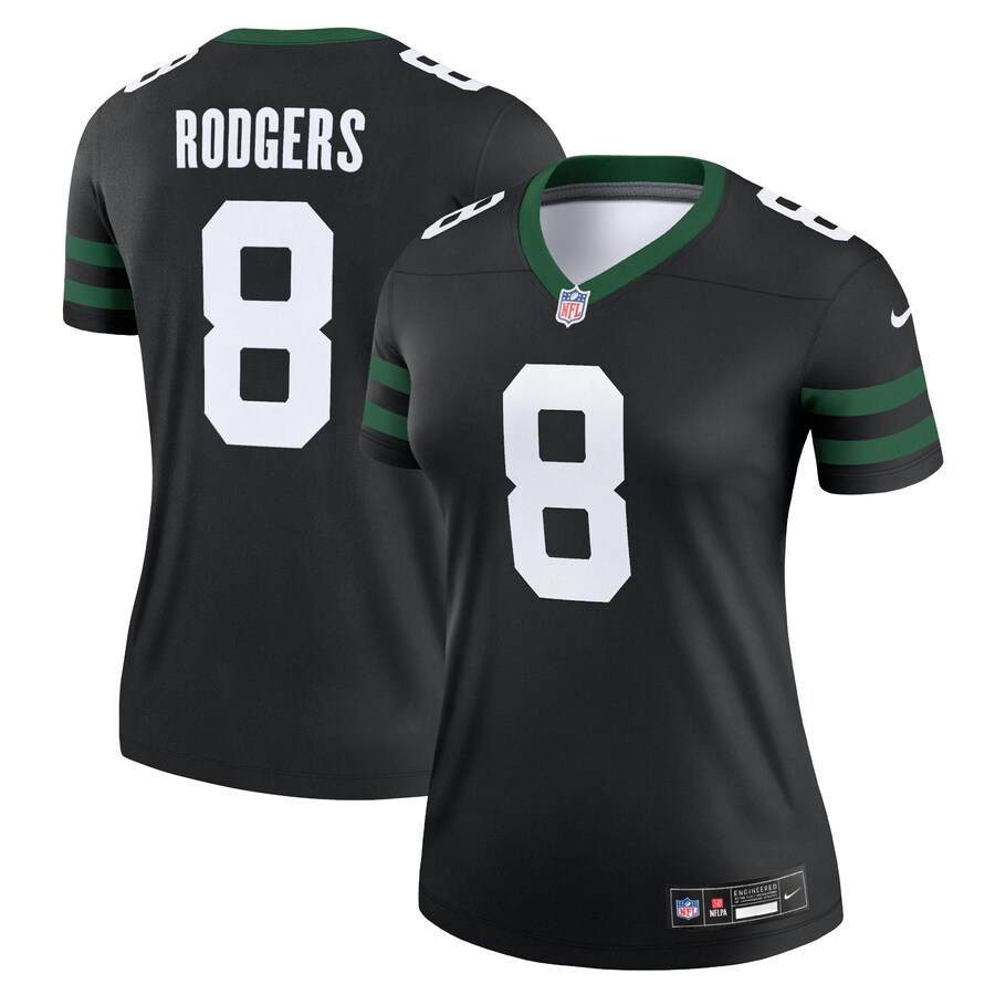 Women's New York Jets Aaron Rodgers Nike Legacy Black Alternate Legend Jersey - Ujersey Shop