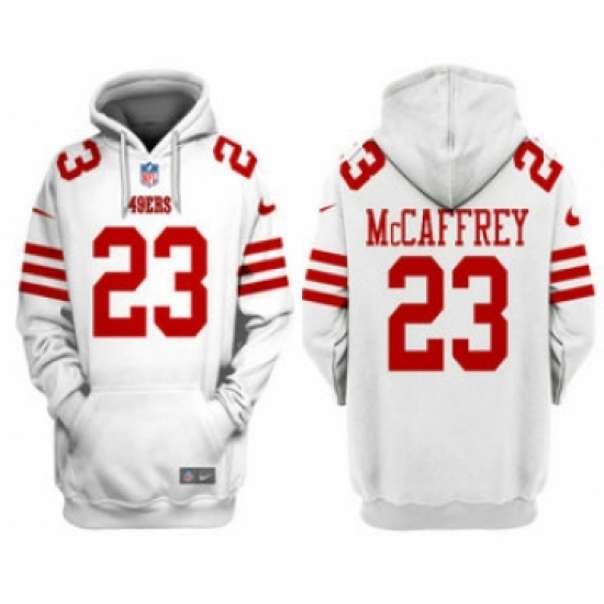 Men's San Francisco 49ers #23 Christian McCaffrey White Alternate Pullover Hoodie - Ujersey Shop