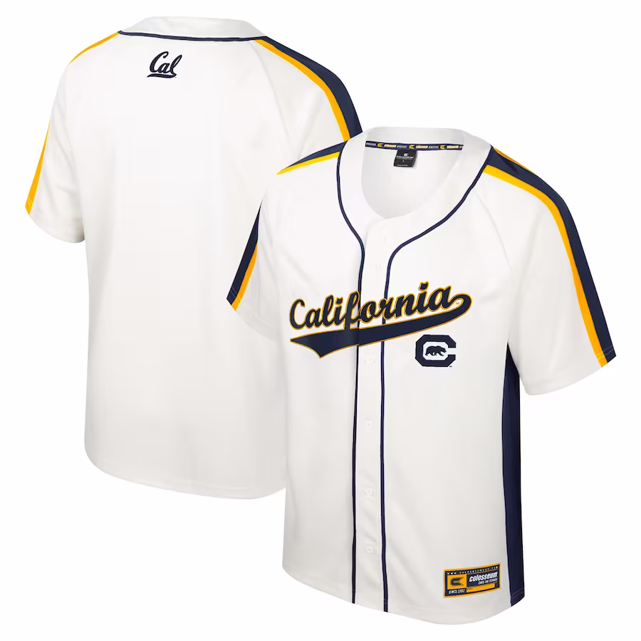 Cal Bears Colosseum Ruth Button-Up Baseball Jersey - Cream - Ujersey Shop