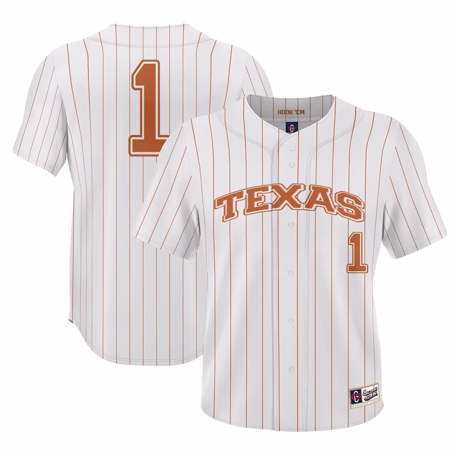#1 Texas Longhorns GameDay Greats Youth Lightweight Baseball Jersey - White - Ujersey Shop