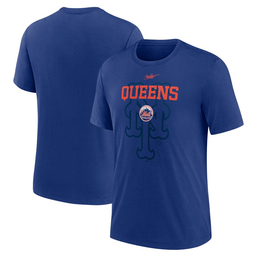 Men's New York Mets Nike Royal Rewind Retro Tri-Blend T-Shirt - Ujersey Shop