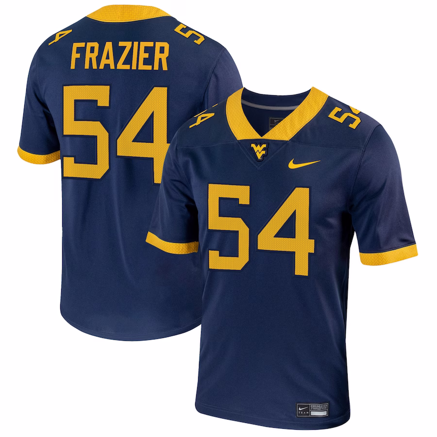 Zach Frazier West Virginia Mountaineers Nike  NIL Football Game Jersey – Navy - Ujersey Shop