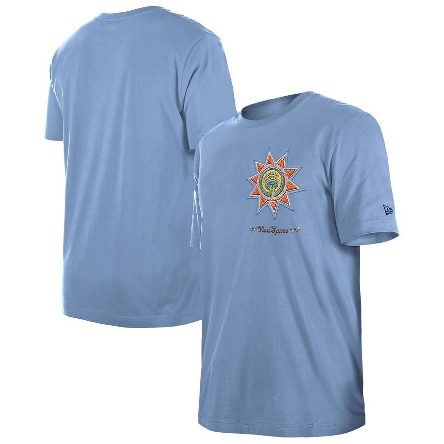 Men's San Antonio Spurs  New Era Light Blue 2024/25 City Edition Chenille Heavyweight T-Shirt - Ujersey Shop