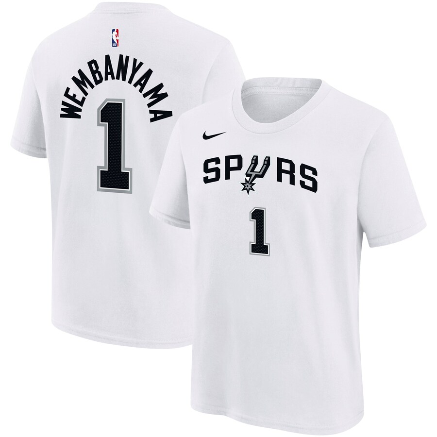 Youth San Antonio Spurs Victor Wembanyama Nike White Name & Number Association T-Shirt - Ujersey Shop