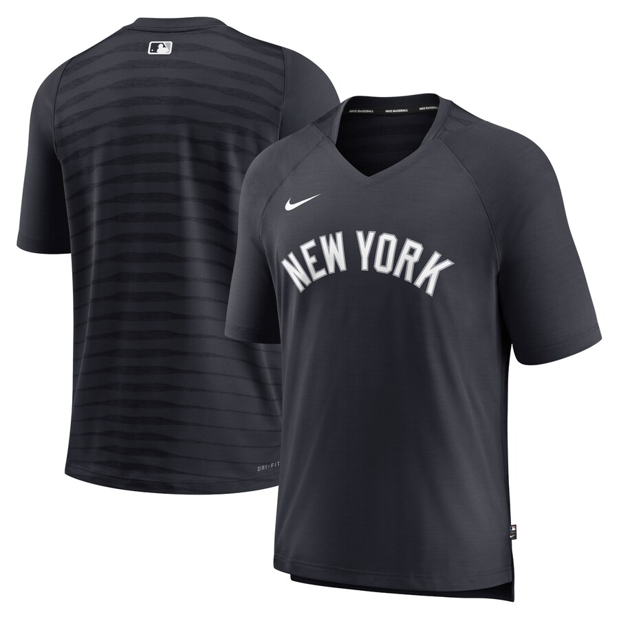 Men's New York Yankees Nike Navy Authentic Collection Pregame Raglan Performance V-Neck T-Shirt - Ujersey Shop