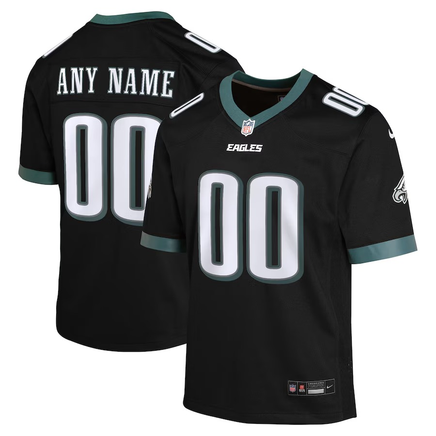 Youth Philadelphia Eagles Nike Black Alternate Custom Game Jersey - Ujersey Shop
