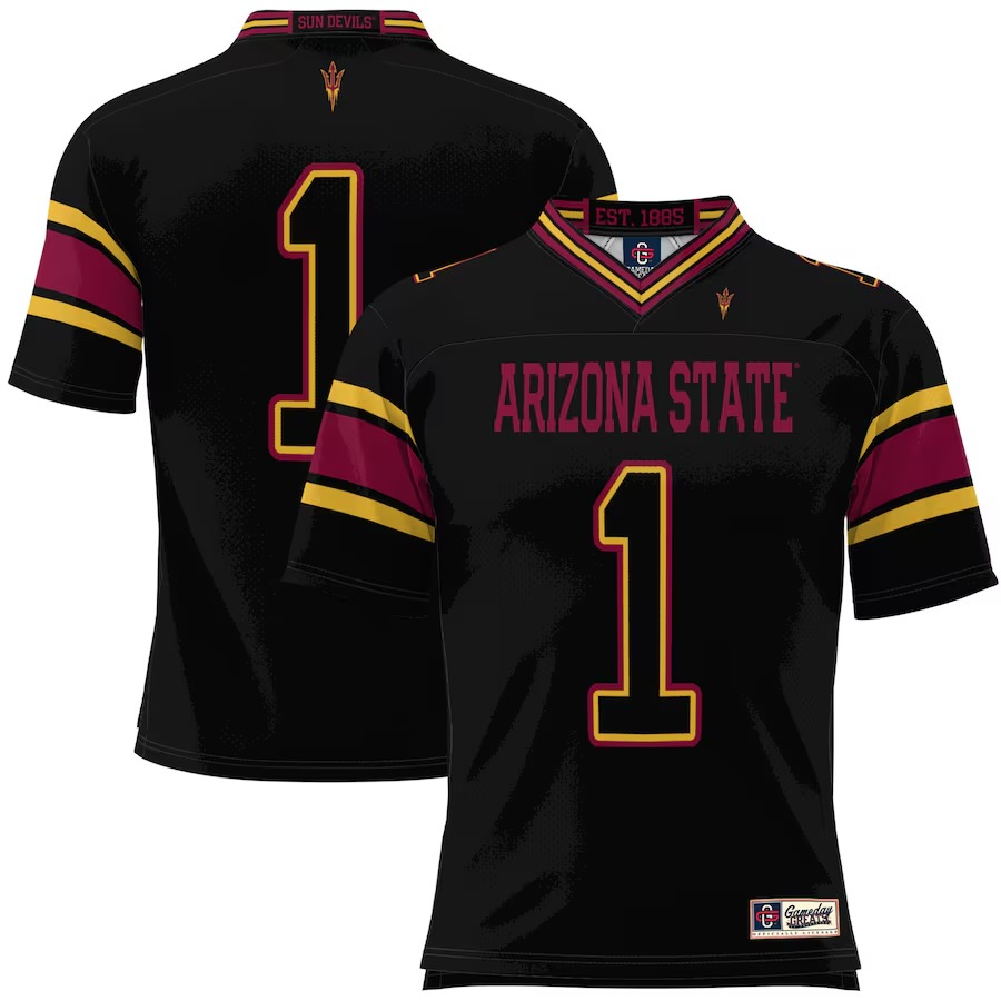 Men's GameDay Greats #1 Black Arizona State Sun Devils Football Jersey - Ujersey Shop