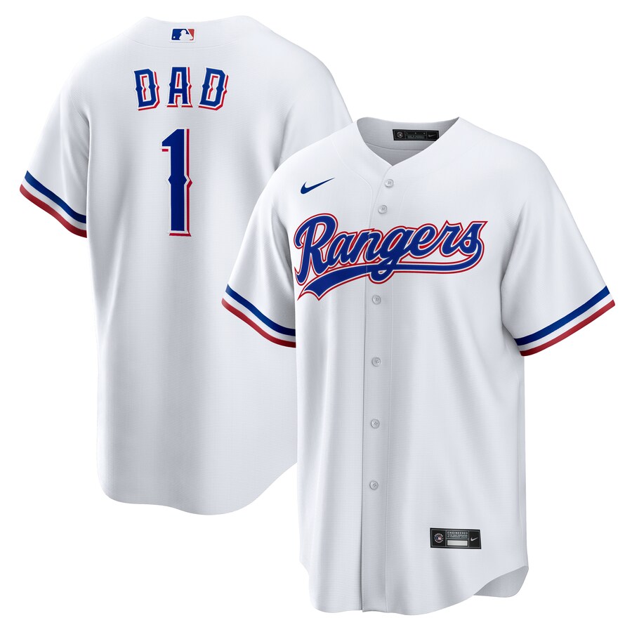 Men's Texas Rangers Nike White #1 Dad Home Replica Jersey - Ujersey Shop